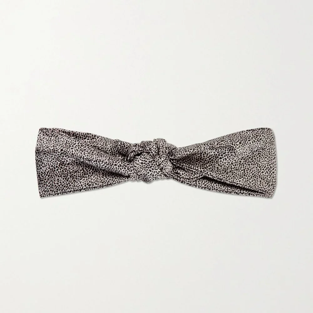 slip Silk Leopard Print Knot Headband